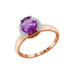 Damenring mit Amethyst und Zirkonia 
