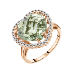 Кольцо с аметистом и фианитами 