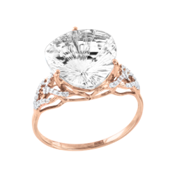 Damenring mit Bergkristall  und Zirkonia 