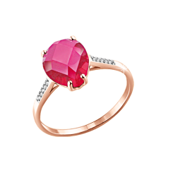 Women's ring with ruby and zirconia 