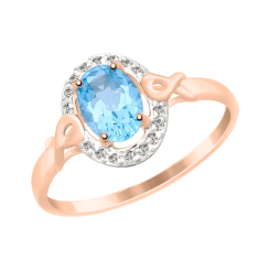 Damenring mit Topas swiss und Zirkonia 