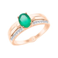 Women's ring with agate and zirconia 