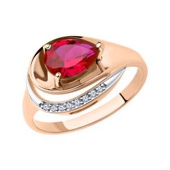 Women's ring with ruby and zirconia 