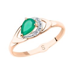 Кольцо с агатом и фианитами 