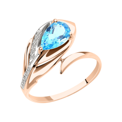 Damenring mit Topas swiss und Zirkonia 