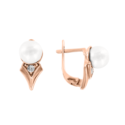 Earrings with pearl and zirconia 