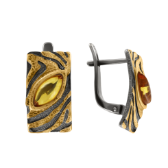 Ohrhänger mit Bernstein und Vergoldung 