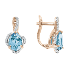 Earrings with blue topaz and zirconia 