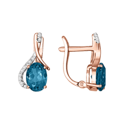 Earrings with London blue topaz and zirconia 