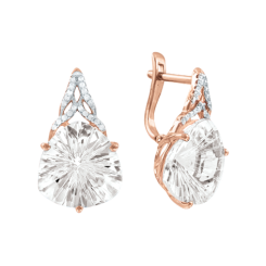 Серьги с горным хрусталем и фианитами 