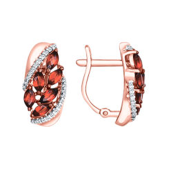 Серьги с гранатами и фианитами 