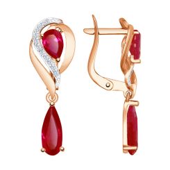 Earrings with rubies and zirconia 