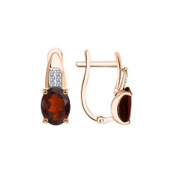 Earrings with garnet and zirconia 