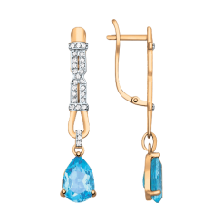 Earrings with blue topaz and zirconia 