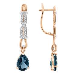 Earrings with London topaz and zirconia 