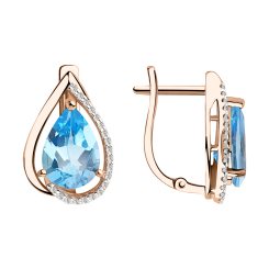 Ohrhänger mit Blau Topas, Zirkonia 