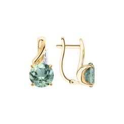 Earrings with prasiolite and zirconia 