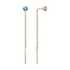 Серьги-протяжки с топазом Swarovski 