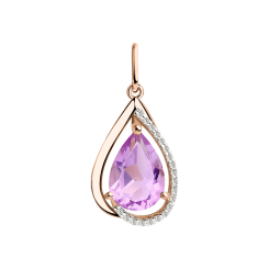 Подвеска с аметистом и фианитами 