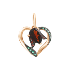 Pendant heart with garnet and zirconia 