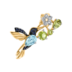 Brosche mit Topas, Chrysolith und Zirkonia 