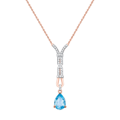 Collier mit blauem Topas und Zirkonia 