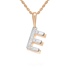 Подвеска в виде буквы "Е" с фианитами 