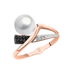 Damenring mit Perle und Zirkonia 