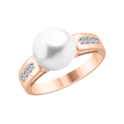 Damenring mit Perle und Brillanten 