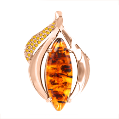 Anhänger vergoldet mit Bernstein und Zirkonia 
