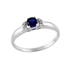 Кольцо с сапфиром и фианитами 