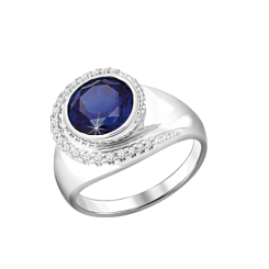 Кольцо с сапфиром и фианитами 