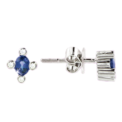 Stud earrings with sapphire and diamonds 