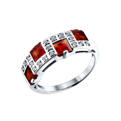 Damenring mit Granat und Zirkonia 