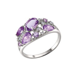 Damenring mit Amethysten und Zirkonia 