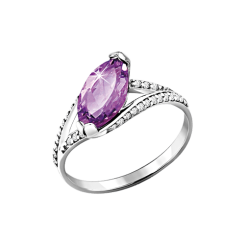 Кольцо с аметистом и фианитом 