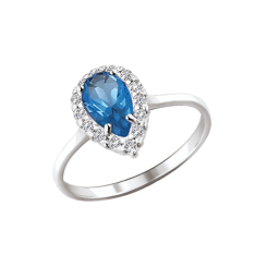 Кольцо с топазом и фианитами 