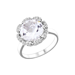 Damenring mit Bergkristall und Zirkonia 