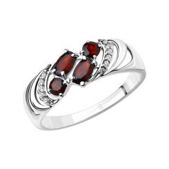 Damenring mit Granaten und Zirkonia 