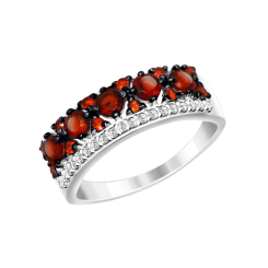 Damenring mit Granat und Zirkonia 