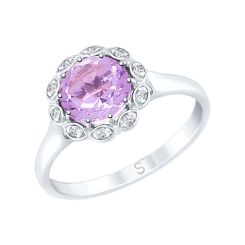Damenring mit Amethyst und Zirkonia 