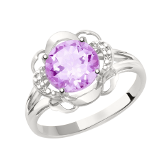 Damenring mit Amethyst und Zirkonia 