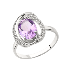 Damenring mit Amethyst und Zirkonia 