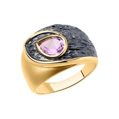Damenring mit Amethyst vergoldet 