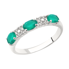 Women's ring with agates and zirconia 