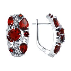 Earrings with garnets and zirconia 
