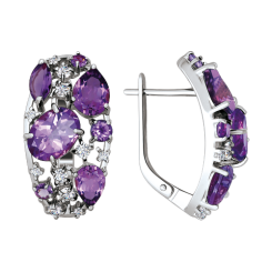 Earrings with amethyst and zirconia 