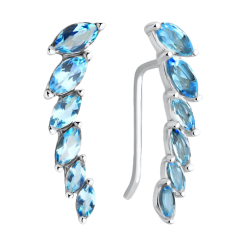Earring clips with blue topazes 
