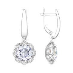 Серьги с горным хрусталем и фианитами 