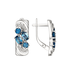 Earrings with topaz London and zirconia 